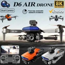 New D6 Air Drone 8K Professional 4K HD Dual ESC Camera Optical Flow 540°Obstacle Avoidance WIFI FPV RC Foldable Quadcopter Dron