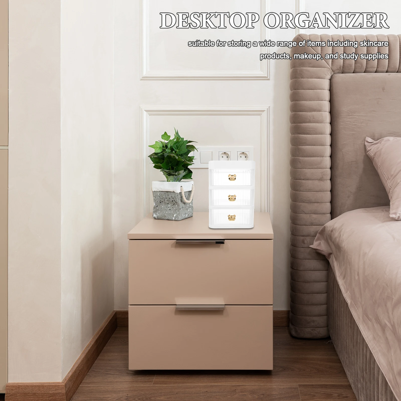 

Drawer Storage Box Bathroom Makeup Organizer Clear Organizers Countertop with Drawers Stackable Plastic Desk Student