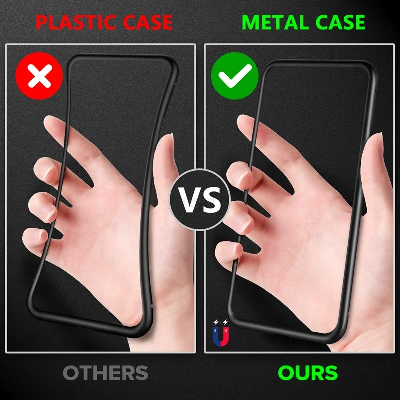 Magnetyczne etui z hartowanego szkła i metalu zapewniające prywatność dla iPhone 18 17 16 15 14 13 12 XR 11 ProMAX 16 E, 360° magnetyczna osłona antyszpiegowska — zdjęcie produktu 4