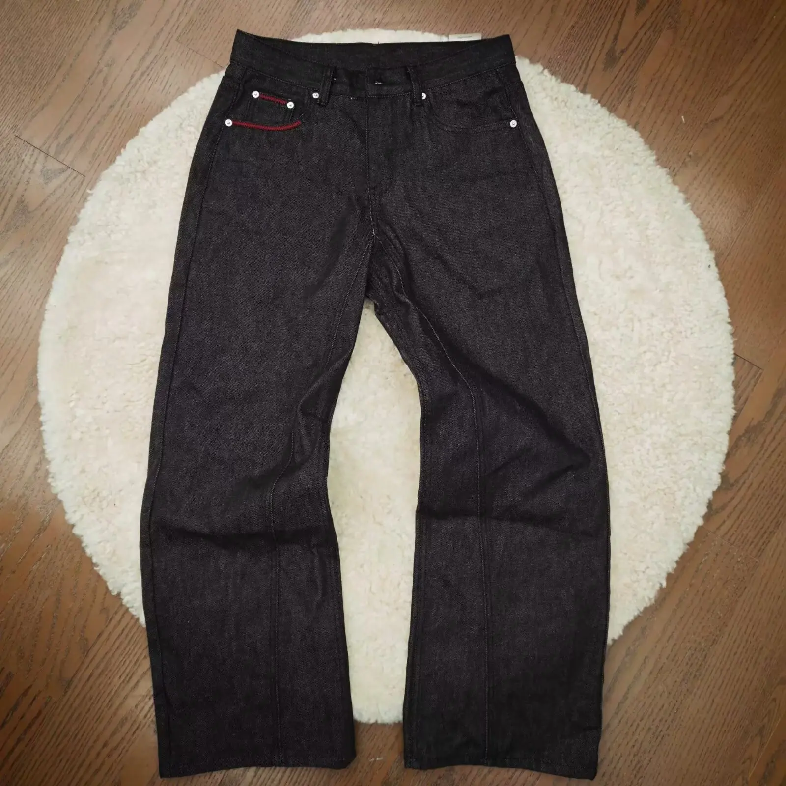 Autumn Men's Embroidered Black Jeans American Casual Fashion Retro High Street Male Simple Straight Leg Loose Denim Pants