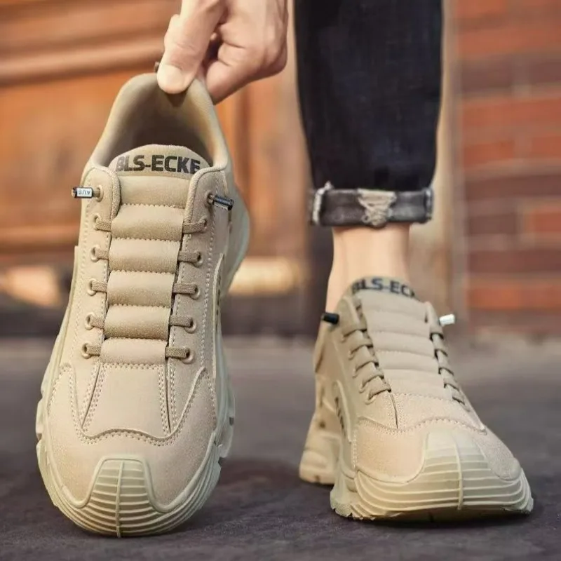 أحذية رياضية مكتنزة للرجال موضة الربيع سهلة الارتداء للرجال أحذية كاجوال جلدية مقاومة للماء أحذية عمل للرجال أحذية منصة مضادة للانزلاق