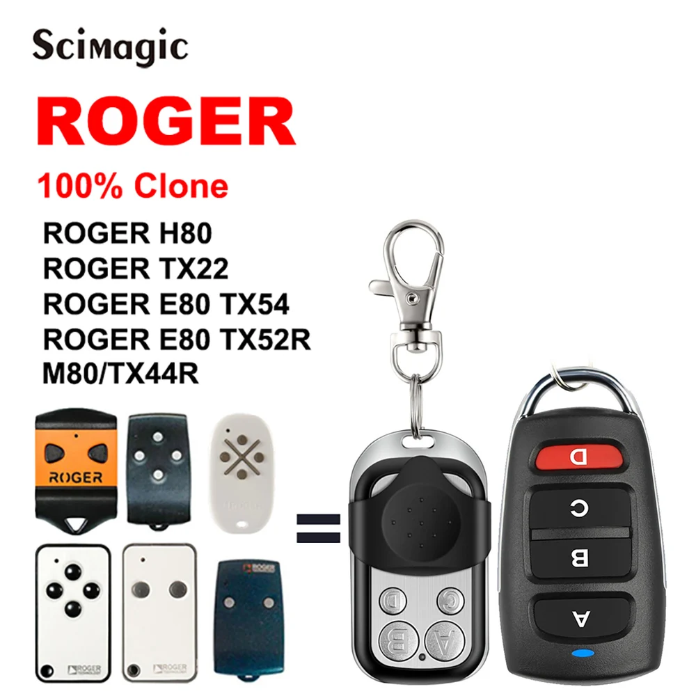 

ROGER TX22 H80 E80 Garage Door Opener Barrier Gate Control Roger E80 TX54R TX52R Remote Control 433.92Mhz Fixed Code