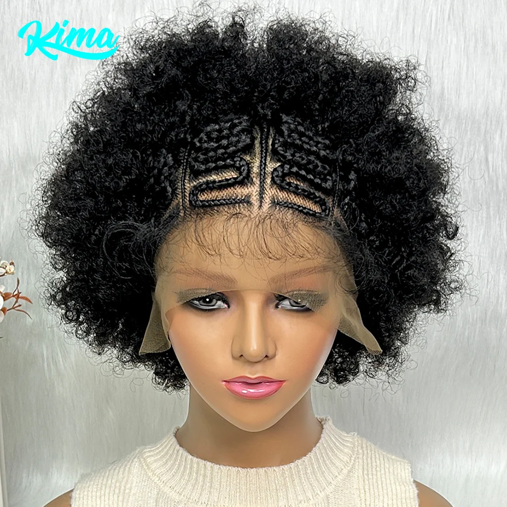 

13x6 Lace Front Braided Wigs Africa Wig Synthetic Lace Front Wig With Baby Hair For Black Women Wig Kinky Curly Hair Wigs