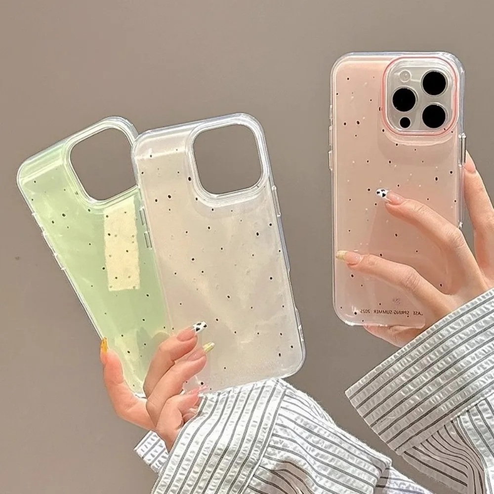 

For iPhone16promax 15pro 14plus 13 luxury jelly color ink splashing polka dot phone case premium simple protective cover female