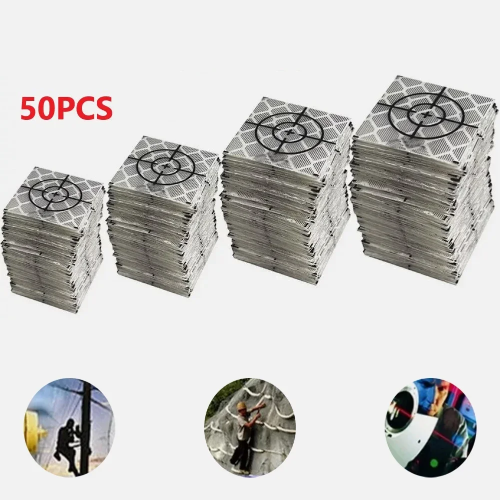 50pcs Reflector Sheet For Total Station Surveying Reflective Sticker Topography Survey Accessories 2/3/4/5/6CM