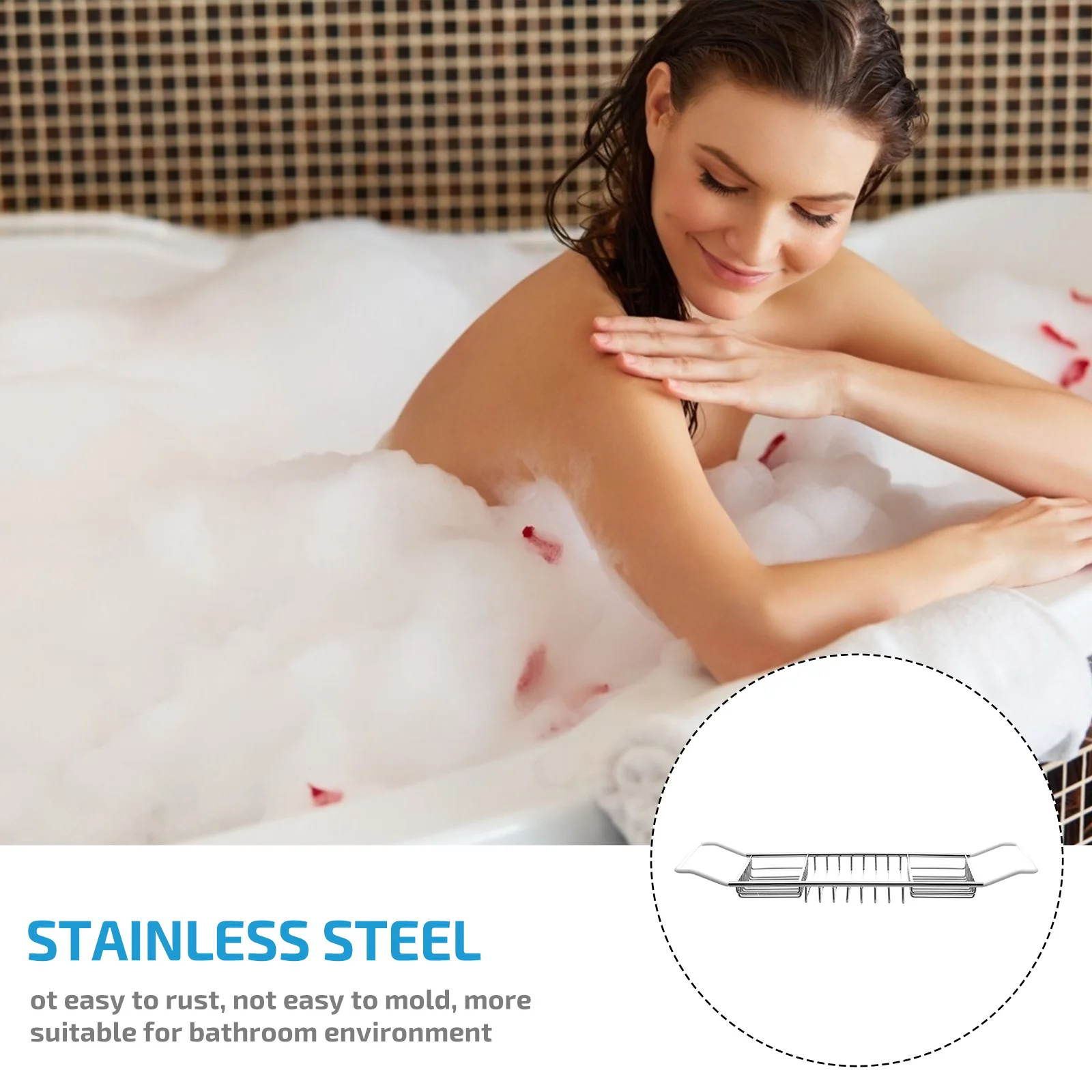 Bathtub Shelf Tablet Stand Tubs Holder Rack Cart Tray Home Stainless Steel Storage Basket Bathroom Self Organizer