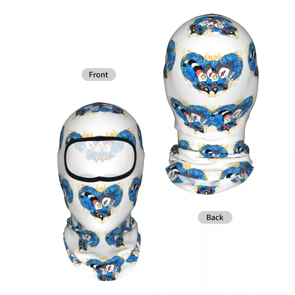Helluva Boss Stolas And Blitzo Heart Frame Breathable Thin Balaclava Full Face Mask Sun Protection Neck Gaiter Fishing Outdoor