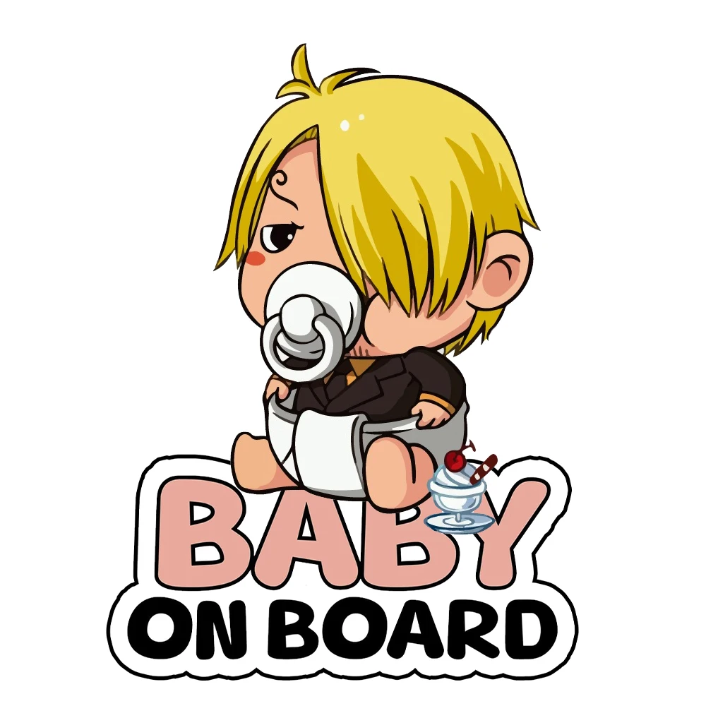One Piece Monkey D. Luffy Baby an Bord Aufkleber Kinder im Auto Anime Autoaufkleber Roronoa Zoro Baby Aufkleber