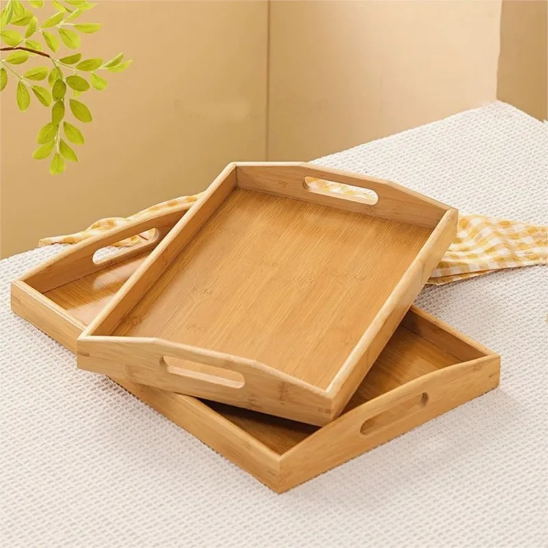 Multi size optional rectangular bamboo tray, commercial barbecue bread, tea set, water cup, multifunctional storage trays