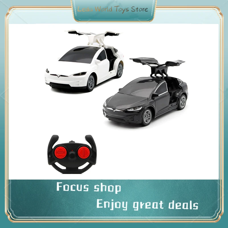 

1:24 Tesla Rc Car 4-Channel Drfit Remote Control Car With Lights Simulation Double Doors Plastic Model Children'S Toy Car Gift