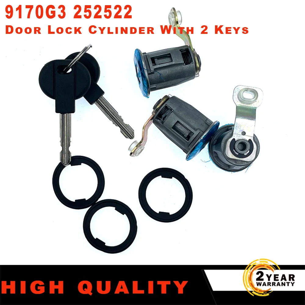 9170G3 252522 For Citroen Berlingo Xsara Picasso Peugeot Partner New left + right door lock cylinder with 2 keys Car Accessories