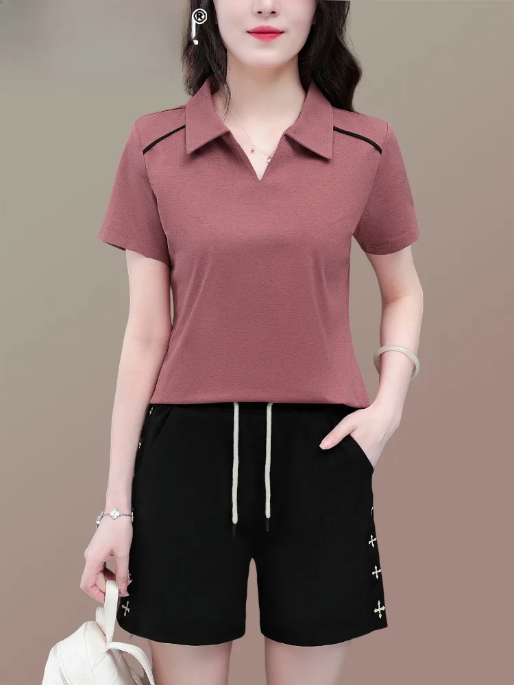 

TUCANO Ice Silk Qui Dry Sports Set Women's Summer 2026 New Midlife Mom irt ort Sve Two Piece Set Polyester Fiber
