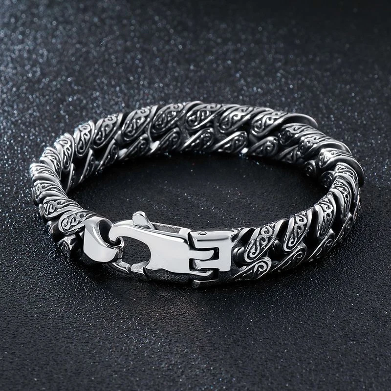 

Male Domineering Style S925 Silver Bracelet Men's Tang Grass Pattern Hegemony European And American Party Jewelry Fashion Gift