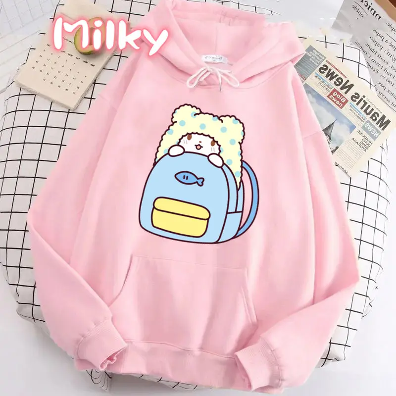 Women Marumofubiyori Kawaii Cartoon Sweatshirt Hoodie Funny Anime Graphic Gift Fashion Casual Hoodies Korean Sweet Long Sleeve