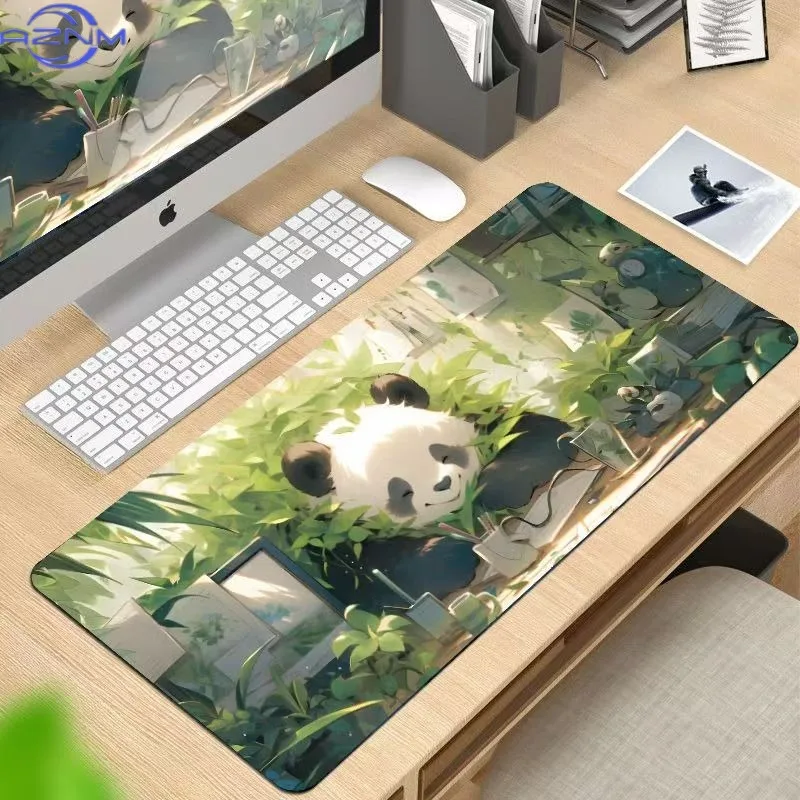 Cartoon Realistic Bamboo Forest Panda Mouse Pad, Waterproof Non‑Slip Mouse Mat for Nature Style Desktop