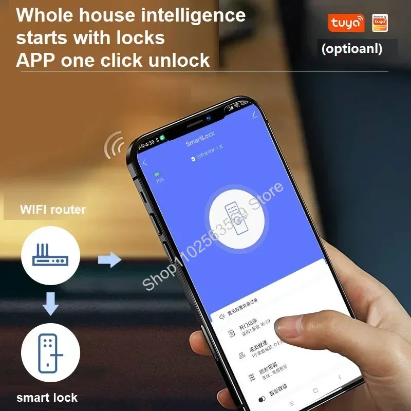 Imagem -05 - Tuya-smart Electronic Door Lock Wi-fi Impressão Digital Senha Cartão ic Nfc Chave do Aplicativo Desbloqueio Remoto Ttlock Trabalhar com o Google Alexa