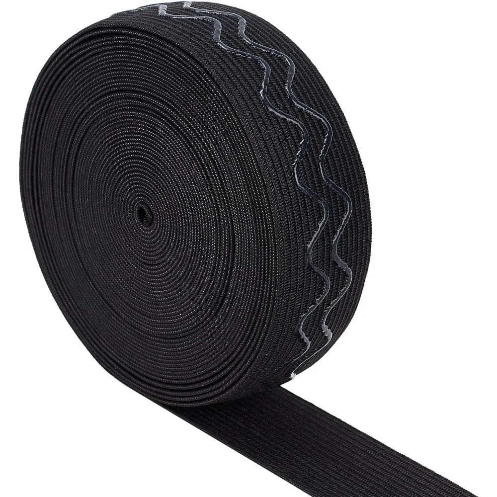 8 Yards 1.2 Inch 30mm Wide Non-Slip Silicone Elastic Gripper Band for Garment Sewing Project Black