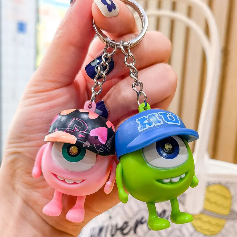 Disney Monsters University Mike llavero luz LED sonido Anime Wazowski Mr.Q figuras de acción colgante juguete para regalo