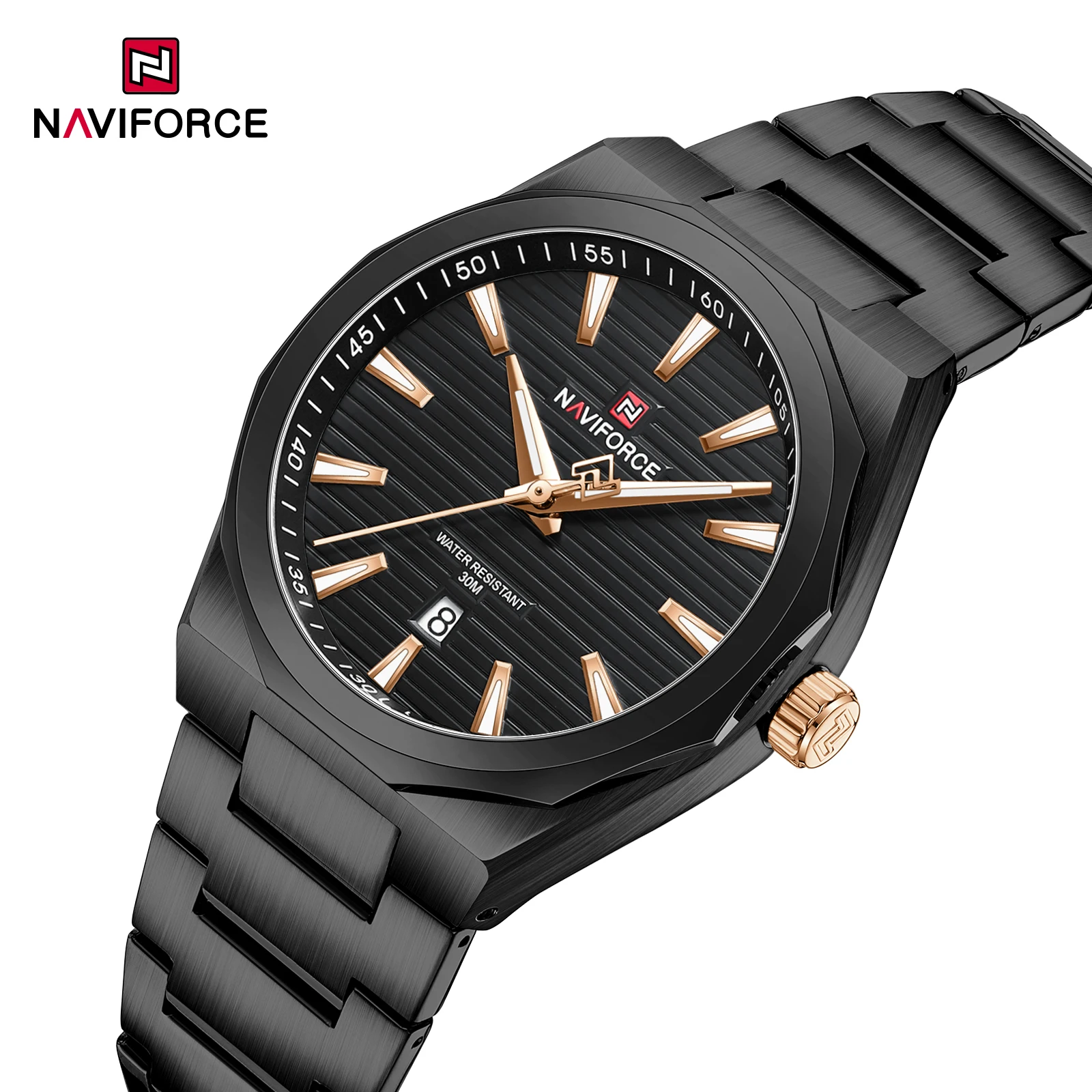 

Мужские кварцевые часы NAVIFORCE 9274 с календарем, светящимся циферблатом, водонепроницаемые, с ремешком из нержавеющей стали, модные деловые часы для мужчин