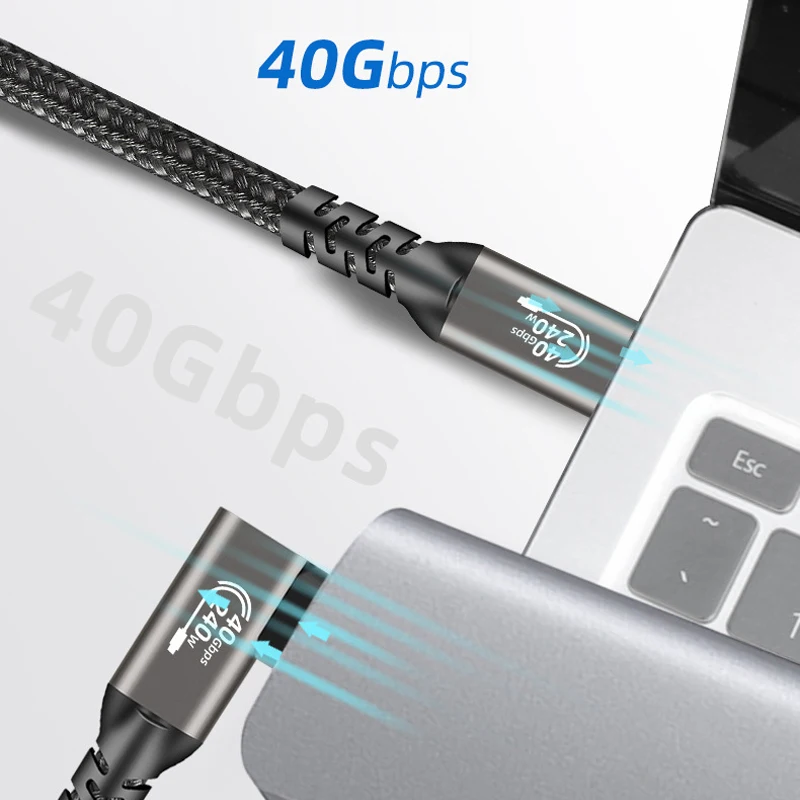 USB4 Thunderbolt 3 4 USB C to Type C Cable 40Gbps 8K@60Hz PD 100W Fast Charging Type-C Cable for Macbook Pro Data Cord Elbow