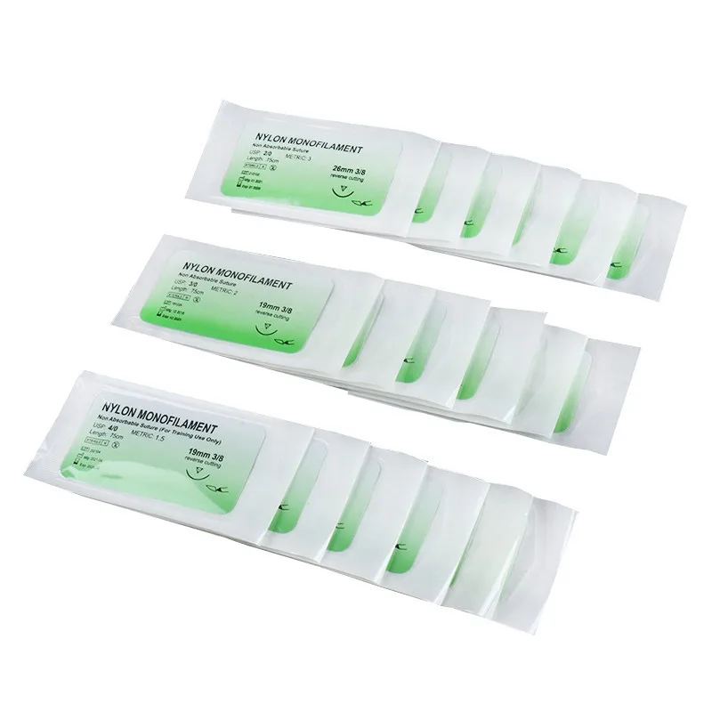 10Pcs 2/0 3/0 4/0 Needle Suture Nylon Monofilament Non-injured Teaching Exercises Suture