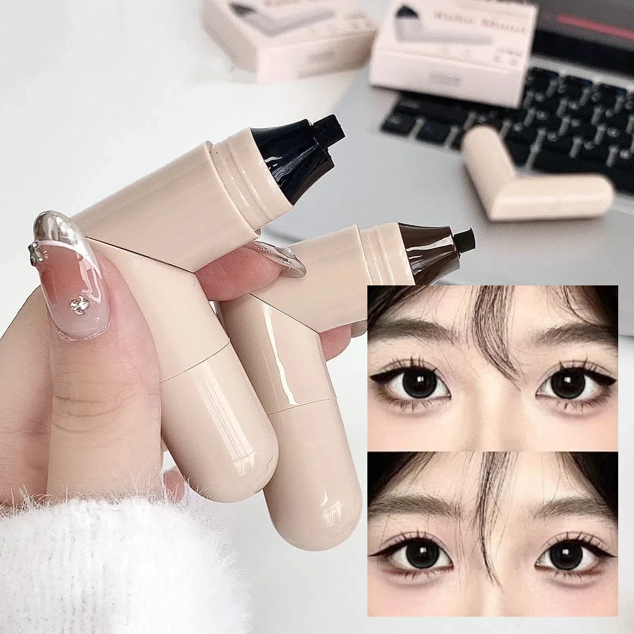 Zwart Bruin Vloeibare Eyeliner Stempel DIY Driehoek Eyeliner Verlenging Stempels Waterdicht Langdurig Snel Droge Ogen Make-up Sjabloon