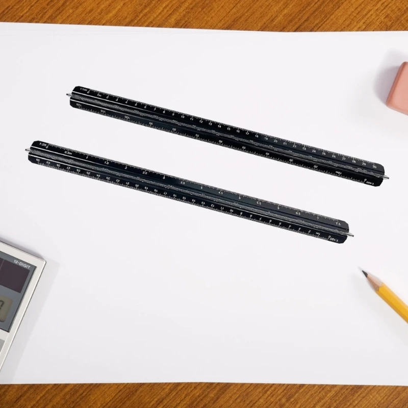 Metal Triangular Architect Escala Régua, durável e preciso medição ferramenta, F3MA, 30 centímetros