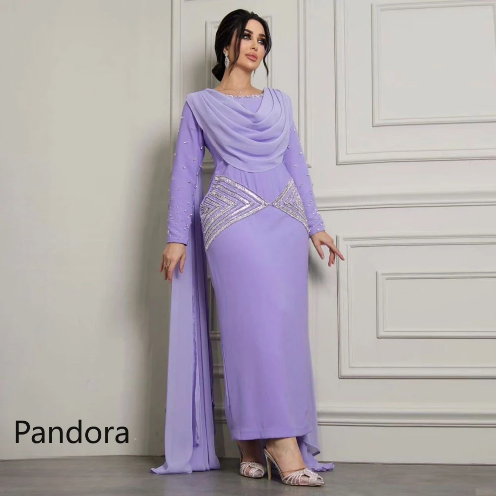 

Pandora Dubai A-Line O Neck Prom Dress Ankle Length With Full Sleeves Evening Summer Elegant Party Dress For Women