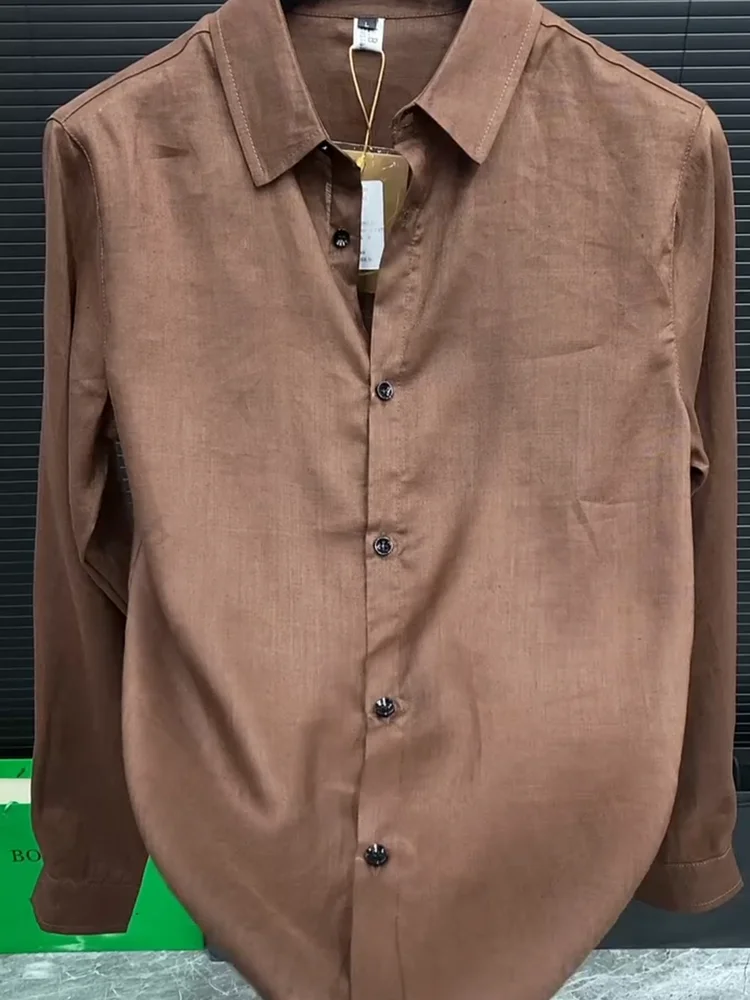 

New Men's Long Sve irt Sli Busin Casual Comfortable High Quali Spring Autumn Faion Urban Sle Youth Fit Butt...