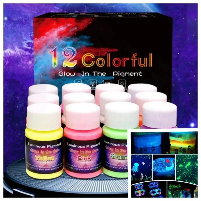 

12 ColorLuminous Paint High Glow WaterBased Safe NonToxic For DIY Art Crafts Wall DecorNight Running Safety Signs Indoor Outdoor