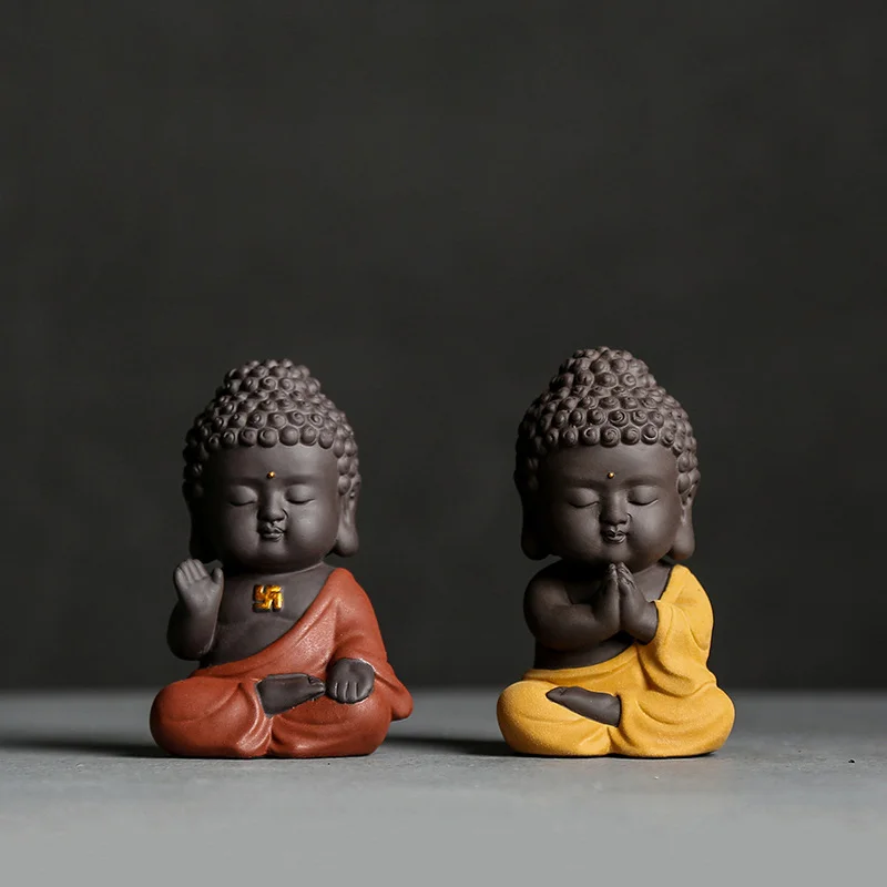 Small Buddha tea pet Ornaments Buddha ceramic purple sand tea tray accessories tea ceremony tea play ornaments