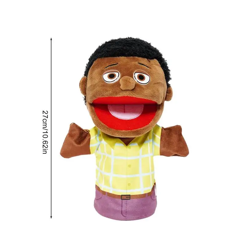 Black People Family Hand Puppet 27cm soft plush dolls Family Role Playing Bedtime Story Props Kids early Educational toys