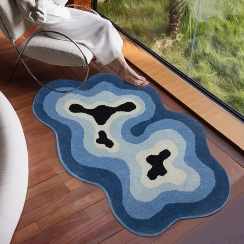 

Irregular wavy stripes special-shaped carpet imitation cashmere non-slip living room bedroom kitchen carpet