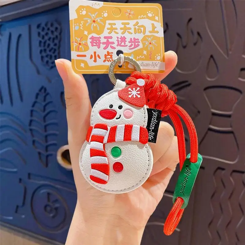Weihnachtliche PU-Schlüsselanhänger mit niedlichem Aufdruck, robustes Lanyard, langlebig für Weihnachtsfeiergeschenke, Feiertagsgeschenke, Handtaschendekoration. – Detail 15