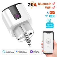 Tuya WiFi+bluetooth Smart Plug 20A EU Smart Socket With Power Monitoring Timing Function Support voice control Google Alice Alex