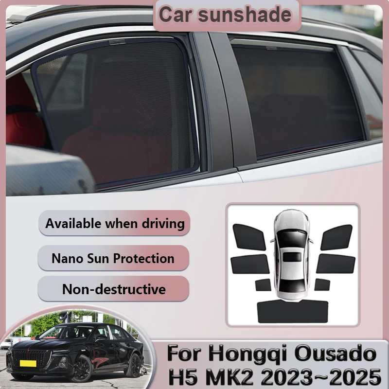 

Car Mesh Sunshade For Hongqi Ousado H5 MK2 2023 2024 2025 Magnetic Sun Visors Window Shades Coverage Curtains Auto Accessories