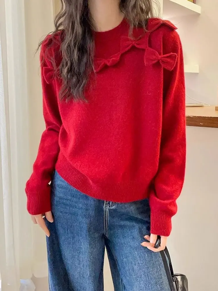 

Cisas Knitted Sweater Comfortable Long Sve Overhead Soft Cozy Casual Commute Sle round Ne Faionable Top