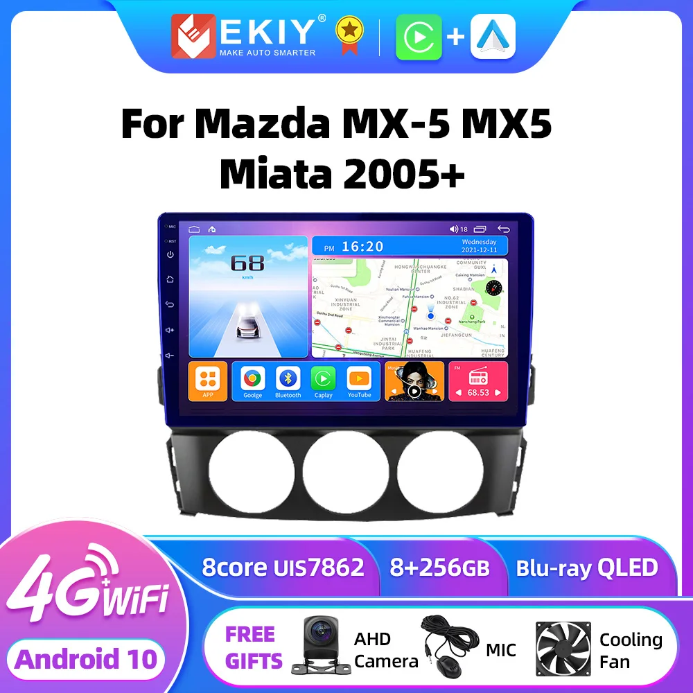 EKIY Radio con GPS para coche reproductor Multimedia con Android 10  vídeo  estéreo grabadora Carplay  para Mazda MX-5  MX5  Miata  2005