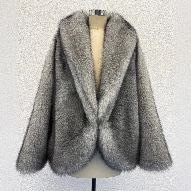 2025 casaco de pele sintética de grandes dimensões feminino gola virada para baixo estilo vintage derrubado pele sintética engrossado inverno quente sólido outwear topos