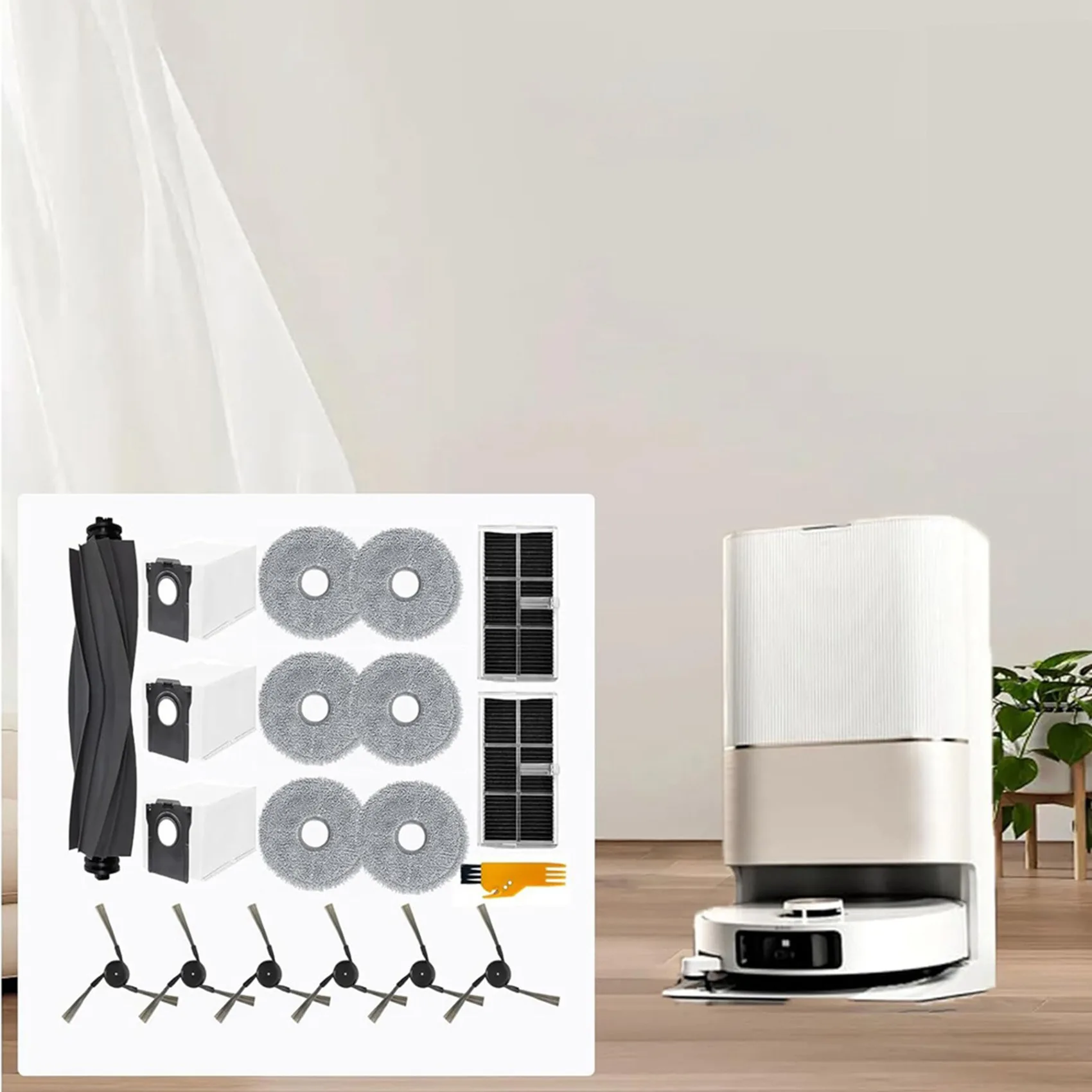 ABYP 2 conjuntos para Dreame X40 Ultra / X40 Pro / S30 Pro Ultra escova lateral principal filtros HEPA esfregão pano sacos de pó