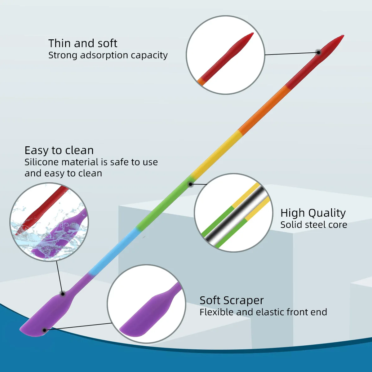 مجموعة واحدة من ملعقة الخبز الصغيرة المصنوعة من السيليكون ذات الأطراف المزدوجة مكونة من 3 قطع أدوات المطبخ لبرطمانات التجميل والخبز وملعقة المربى والمكشطة