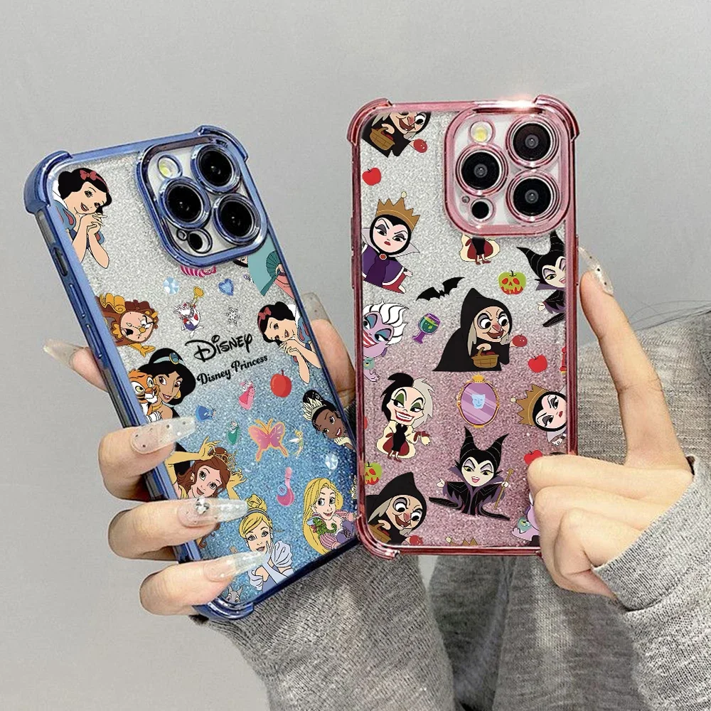 Cute Disneys Princess Phone Case For Samsung S25 S24 S23 S22 S21 S20 FE Note20 Plus Ultra Lite 5G Shockproof Glitter Armor Cover