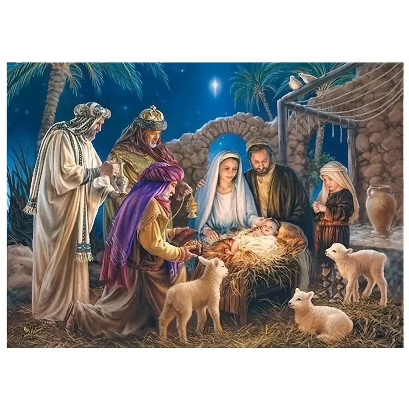 5D DIY Diamond Painting Kits For Adults,Jesus Nativity Full Diamond Arts Rhinestone Crafts Canvas For Home Wall Decor Gift