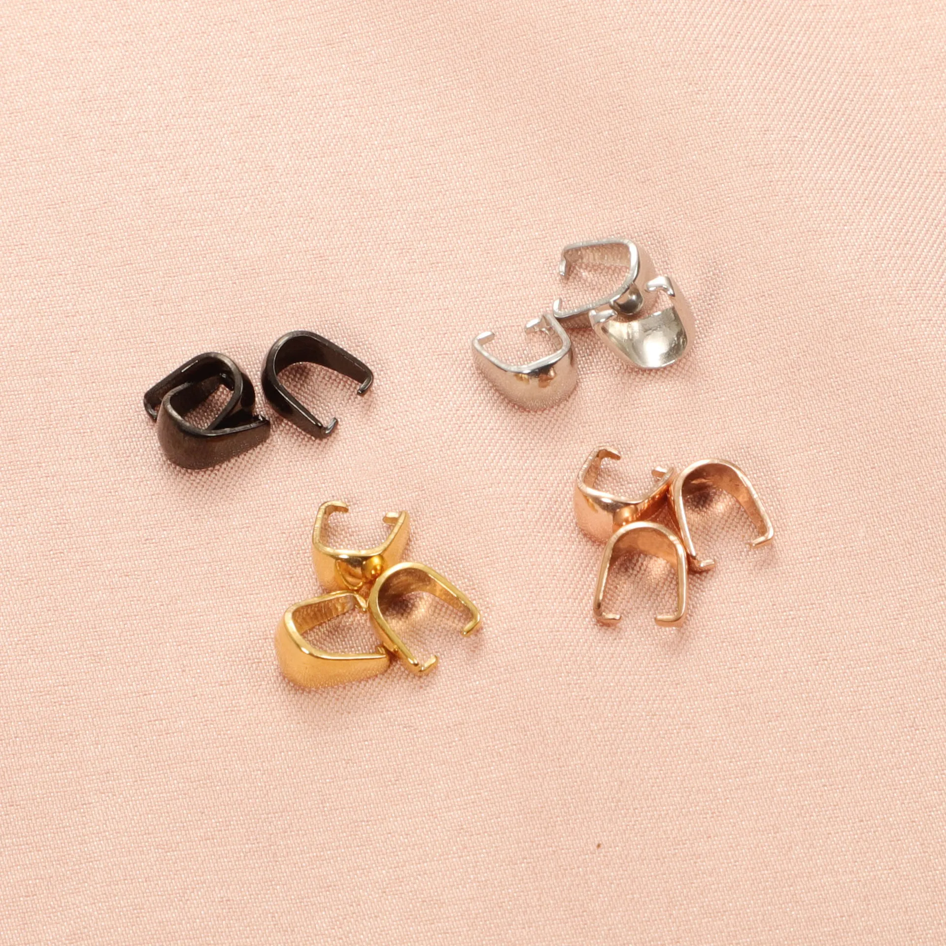 100Pcs/Lot  4*6mm  Stainless Steel  Thickening Type Clips Clasps DIY Pinch Clip Bail Clasp For Women Necklace Fashion Jewelry