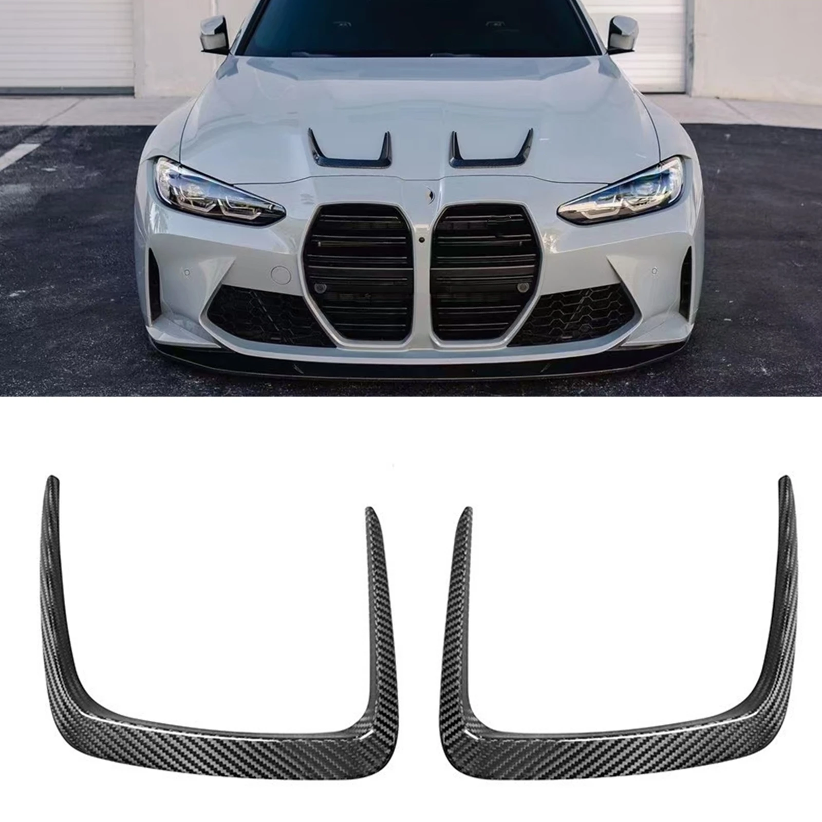 

For BMW G80 M3 G82 G83 M4 2021-2024 Car Front Hood Scoop Vent Frame Trim Carbon Fiber Engine Bonnet Outlet Air Intake Splitter