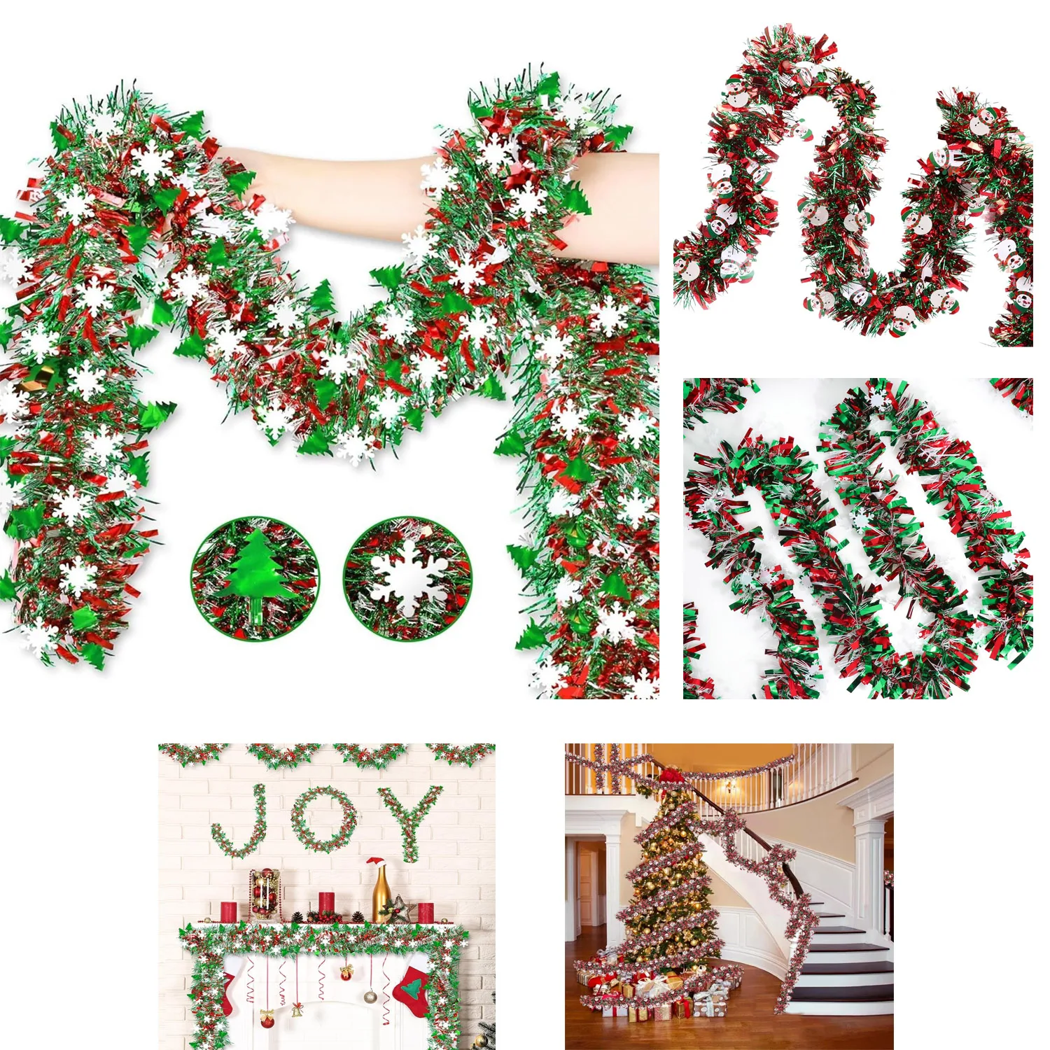 

Рождественская металлическая мишура, висящая гирлянда, снежинка, бант, украшения для рождественской елки, блестящая вечеринка, домашний декор, кулон, реквизит