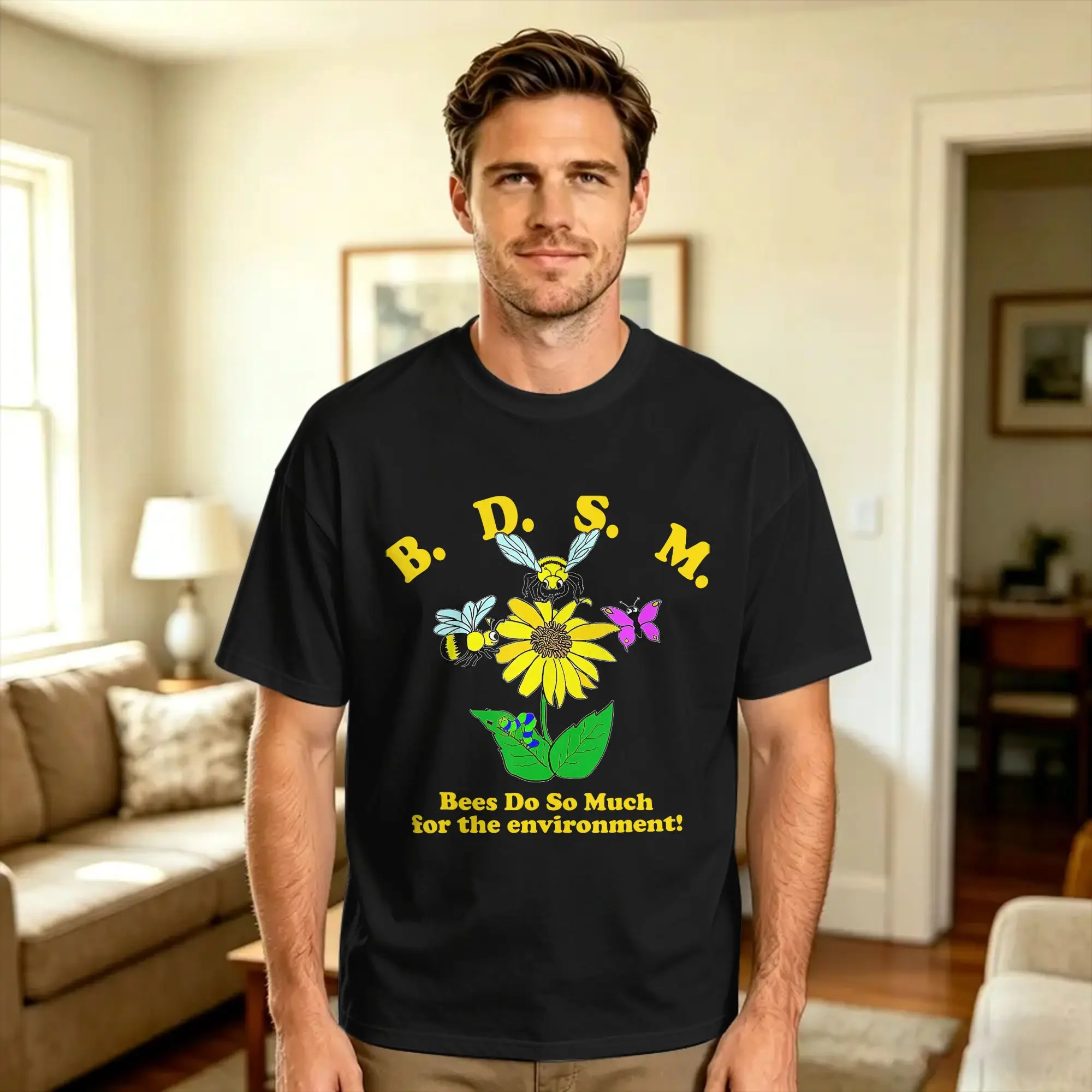 Vintage T Shirt B D S M bees do so much for the environment Pure Cotton T-Shirts  Trending Tee Shirt Casual Short Sleeve Tops