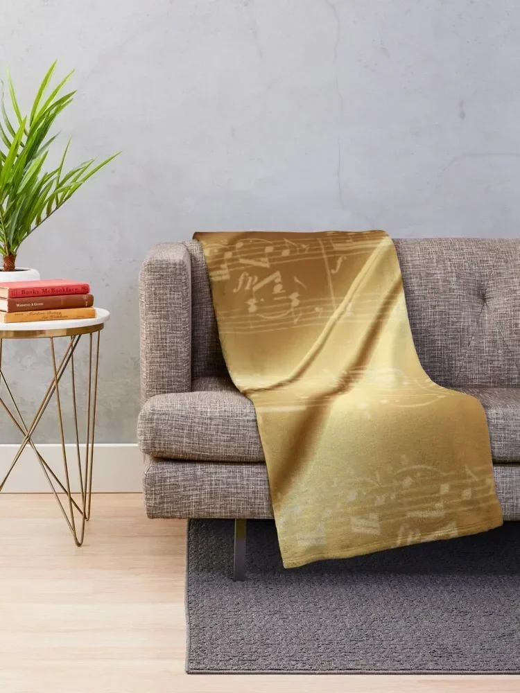 Music Sheet on Liquid Gold Throw Blanket Polar christmas decoration Giant Sofa Thermals For Travel Blankets