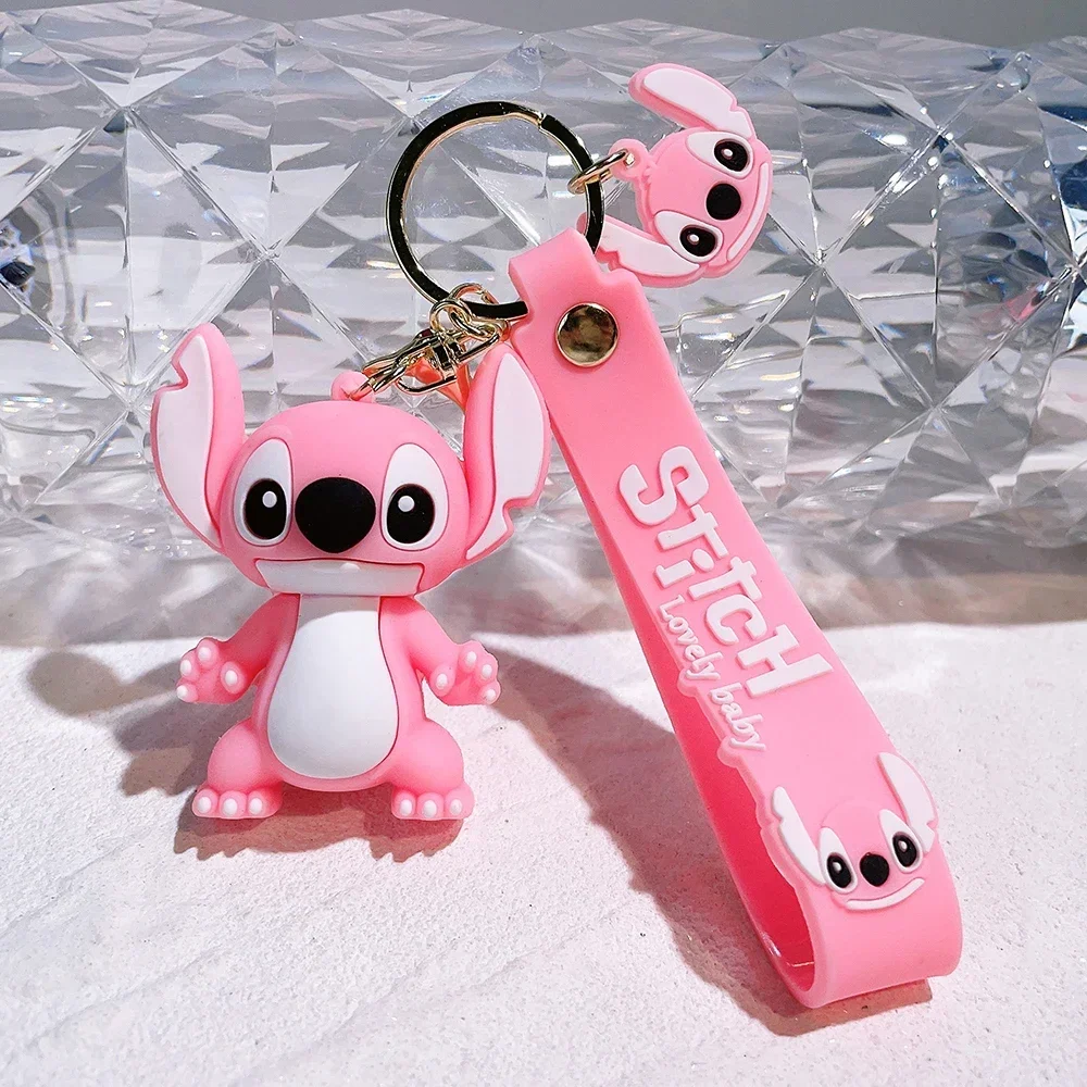 Disney Stitch Sleutelhanger Kawaii Cartoon Anime Hanger Heren Dames Roze Auto Sleutelhanger Accessoires Kids Speelgoed Vrienden Verjaardagscadeaus