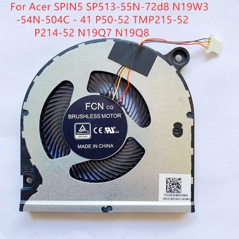 New Original Laptop CPU Cooling Fan For Acer SPIN5 P50-52 TravelMate TM P2 TMP215-52 P214-52 P215 SP513-52N/55N N19Q7 N19Q8 Fan